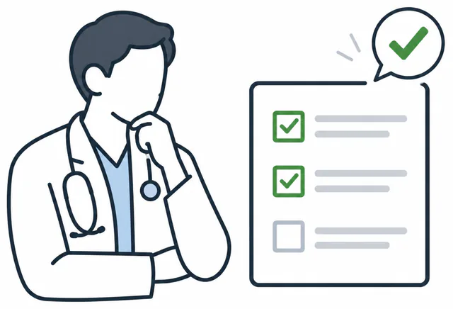 Physician reviewing the reconstructed vascular images against a checklist